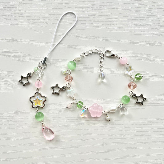 cherry blossom bracelet + phone charm